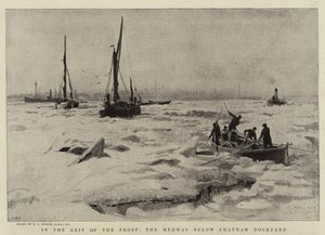 A Fagy szorításában, a Medway a Chatham Dockyard alatt alkotó: William Lionel Wyllie